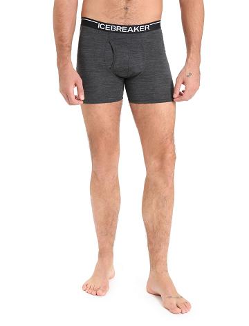 Bielizny Icebreaker Merino Anatomica Boxers With Fly Męskie Czarne Szare | PL 1639GSOL